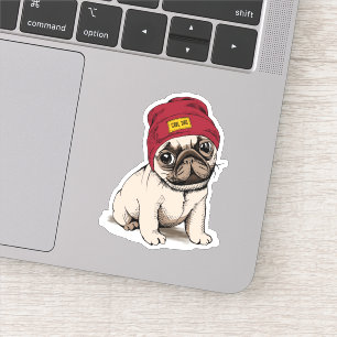 Mini Puppy Hipster Pug Sticker