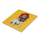 Mini Puppy Hipster Pug Tegeltje (Zijkant)