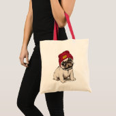 Mini Puppy Hipster Pug Tote Bag (Voorkant (product))
