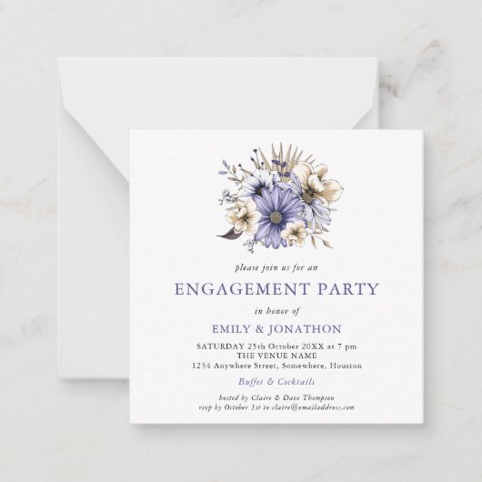 MINI | Purple Cream Floral Engagement Invitation (Devant)