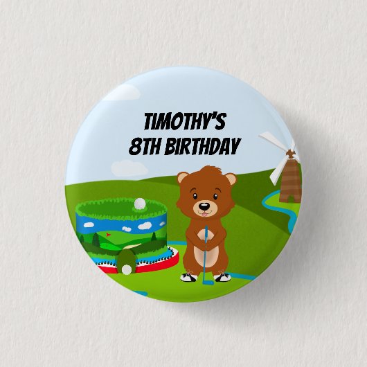 Mini Putt Putt Verjaardag Schattigee Gopher Kinder Ronde Button 3,2 Cm (Voorkant)