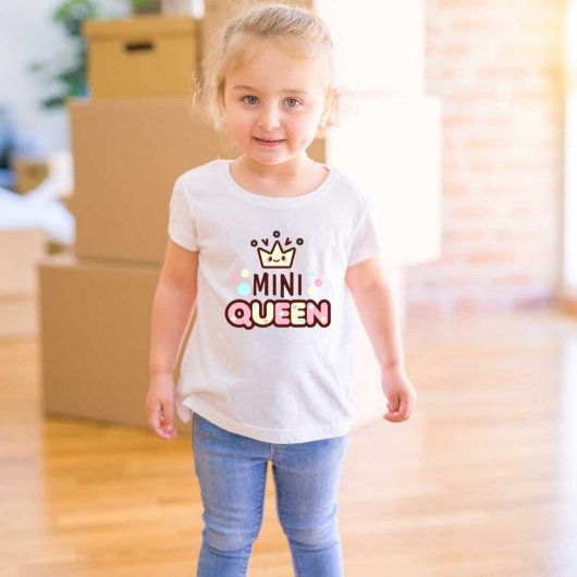 Mini Queen Printed Modern White T-shirt