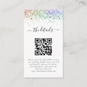 Mini Rainbow Glitter QR Code Weddenschap Details Informatiekaartje (Voorkant)
