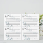 Mini RECEPT KAARTEN | Dusty Blue Waterverf Eucalyp (Staand voorkant)