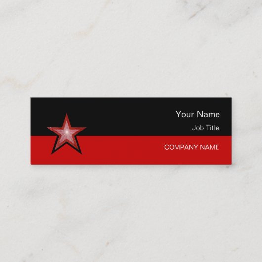 Mini Red Star carte de visite rouge noir maigre (Devant)