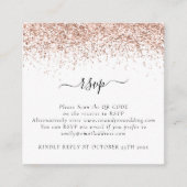 Mini Roos Gold Glitter QR Code Weddenschap RSVP Informatiekaartje (Voorkant)