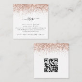 Mini Roos Gold Glitter QR Code Weddenschap RSVP Informatiekaartje (Voorkant / Achterkant)