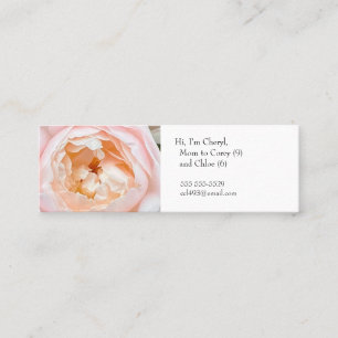Mini Rose blanche avec rose blush maman Carte de visite