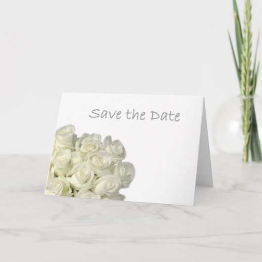 Mini Roses blanches "Enregistrer la date" Carte (Devant)