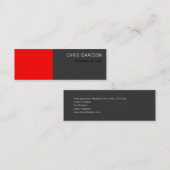 Mini Rouge gris clair moderne mince Carte de visite sim (Devant / Derrière)