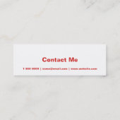 Mini Rouge maigre simple de carte de visite du message (Dos)