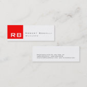 Mini Rouge noir Monogramme blanc Carte de visite maigre (Devant / Derrière)