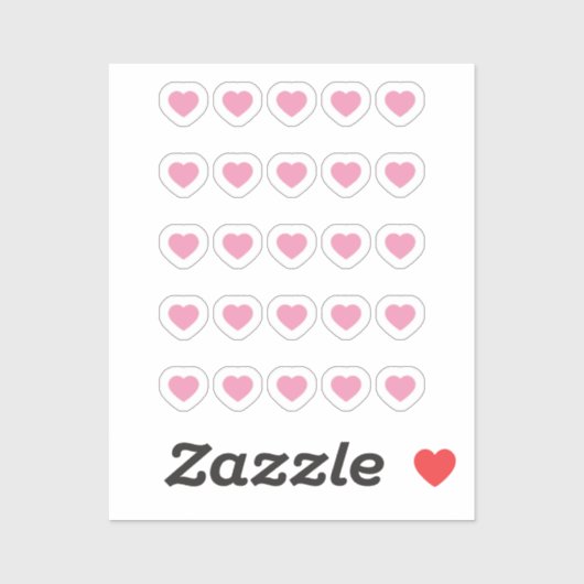 Mini roze harten Stickers instellen (Vel)