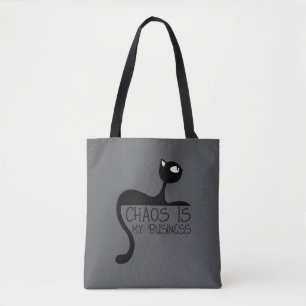 Mini sac fourre-tout gris Chat noir agent du chaos