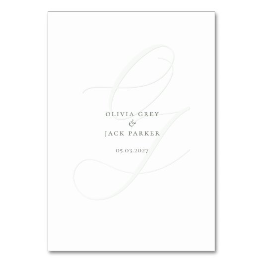 Mini Sage Vert Script Mariage Cartes de Place (Dos)
