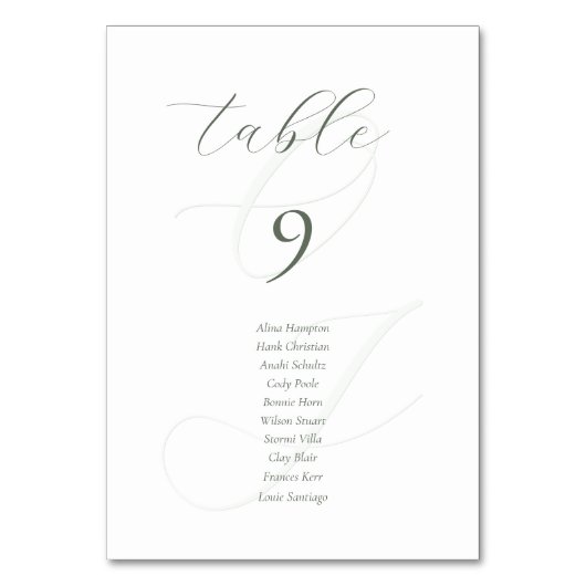 Mini Sage Vert Script Mariage Cartes de Place (Par défaut)