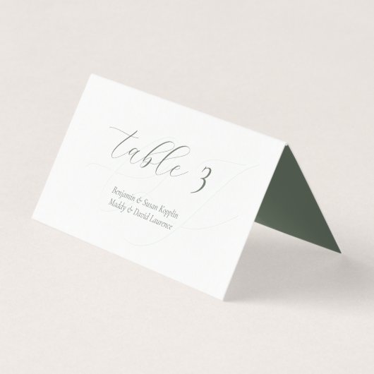 Mini Sage Vert Script Mariage Cartes de Place (Front)