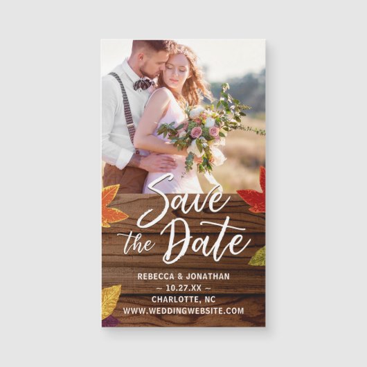 Mini Save the Date Magneten Goedkoop | Herfstbruil (Voorkant)