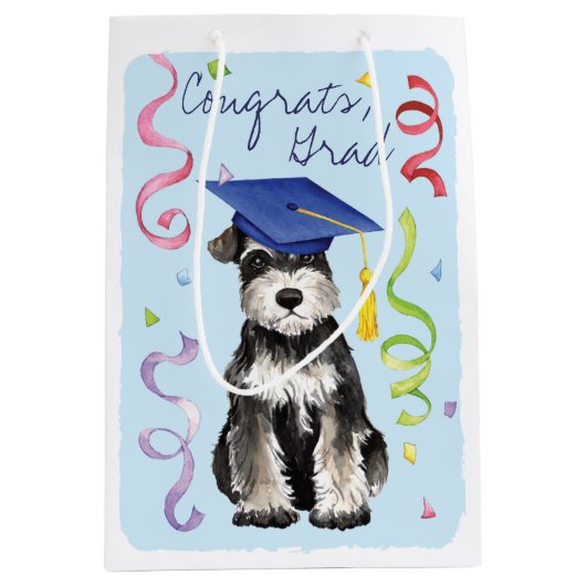 Mini Schnauzer Afstuderen Medium Cadeauzakje (Voorkant)