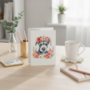 Mini Schnauzer Bloem Kerstkaart