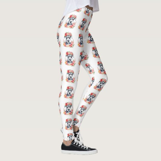 Mini Schnauzer Bloem Leggings (Rechts)
