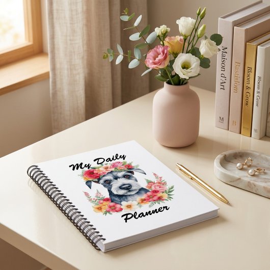 Mini Schnauzer Bloemendagboek Planner
