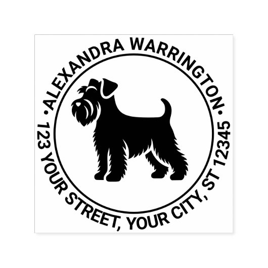 Mini Schnauzer-hond Staand Sil Naam Ter Adres Zelfinktende Stempel (Design)
