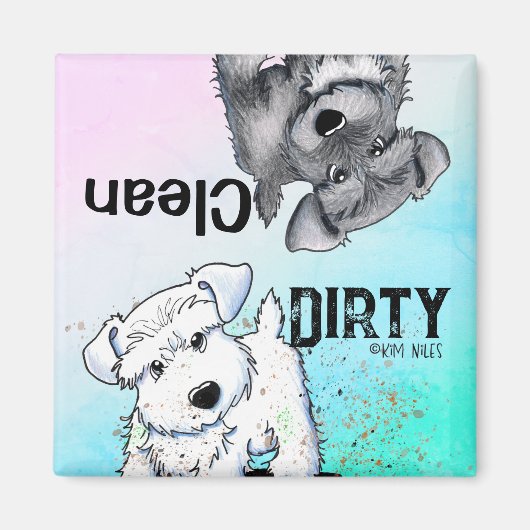 Mini Schnauzer Nettoyer Lave-vaisselle Magnet (Devant)