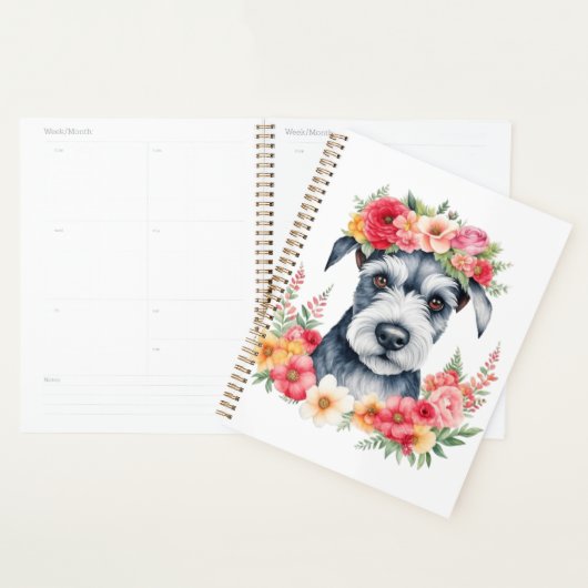 Mini Schnauzer Roze Bloemen Kroon rood geel wit Planner (Display)