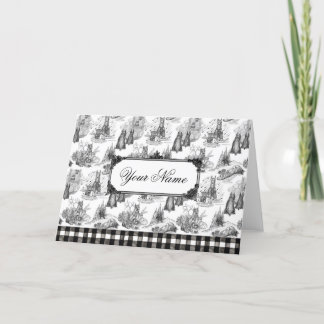 MINI SCHNAUZER Terrier Black Toile w/Custom Name Bedankkaart