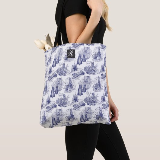 MINI SCHNAUZER Terrier Blue Toile w/Custom Name Draagtas (Dichtbij)