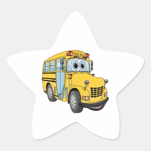 Mini School Bus Cartoon Ster Sticker (Voorkant)