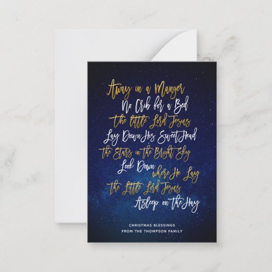 MINI | Script Away In A Manger Lyrics Carte de vac (Devant)