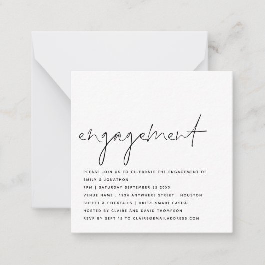 MINI Script Black White Engagement Invitation (Devant)