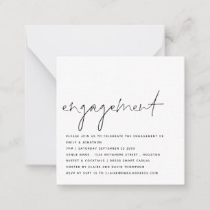 MINI Script Black White Engagement Invitation