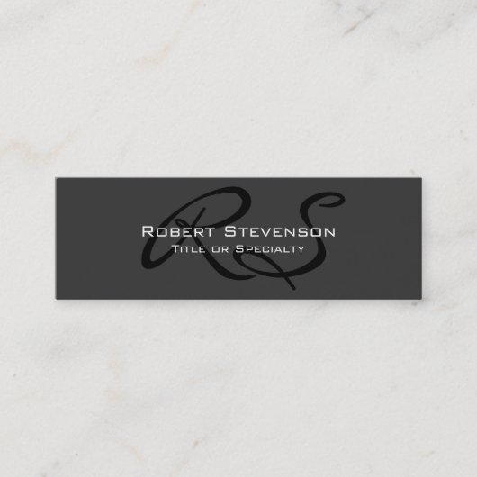 Mini Script de Charme gris mince Carte de visite Monogr (Devant)