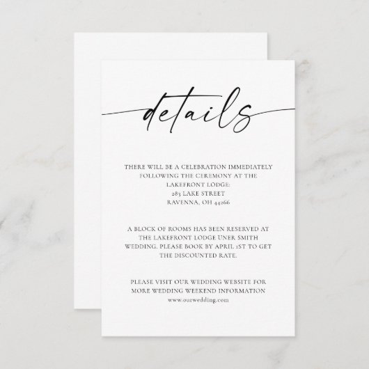 Mini-Script Mariage Détails Carte de boîtier (Devant / Derrière)