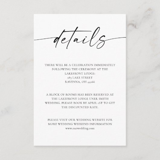 Mini-Script Mariage Détails Carte de boîtier (Devant)