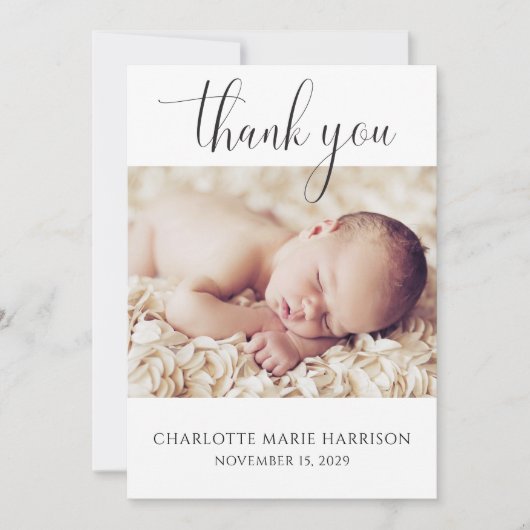 Mini-script photo nouvelle carte Faire-part bébé (Devant)