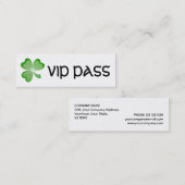 Mini Shamrock blanc 'VIP PASS' carte de visite maigre (Devant / Derrière)