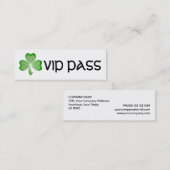 Mini Shamrock blanc 'VIP PASS' carte de visite maigre (Devant / Derrière)