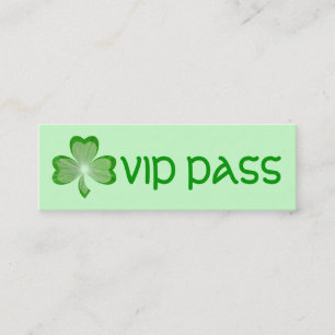 Mini Shamrock Vert 'VIP PASS' carte de visite maigre