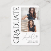 Mini sierlijke elegantie 2 foto afstudeeruitnodigi informatiekaartje (Voorkant)
