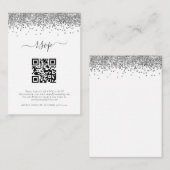 Mini Silver Glitter QR Code Weddenschap RSVP Informatiekaartje (Voorkant / Achterkant)