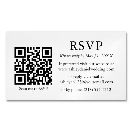 Mini-simple Mariage QR RSVP 25 Cartes à aimants (devant)