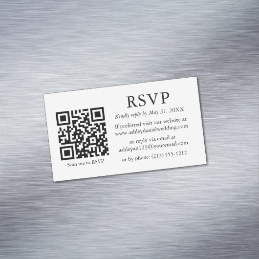 Mini-simple Mariage QR RSVP 25 Cartes à aimants (In Situ)