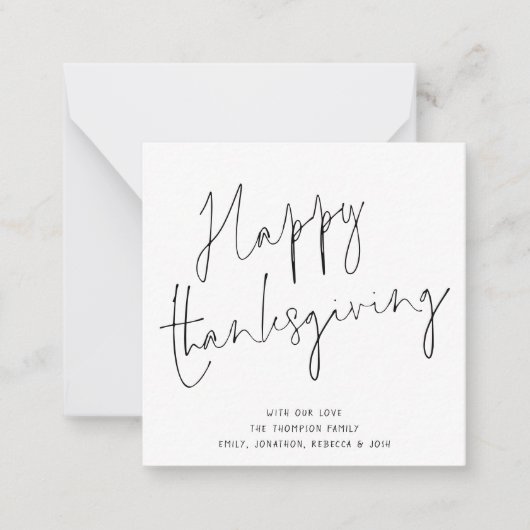 MINI SIZE Elegant Script Happy Thanksgiving Kaart Notitiekaartje (Voorkant)