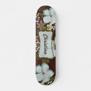 Mini Skateboard Hawaïaanse Blauwe Bloemen