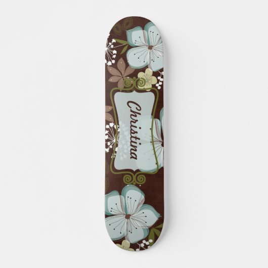 Mini Skateboard Hawaiian Blue Flowers (Devant)