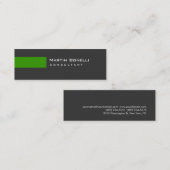 Mini Skinny Modern Grey Vert Simple Carte de visite (Devant / Derrière)